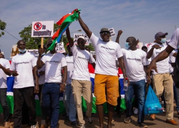 The Women's Association for Victims' Empowerment stood in solidarity with the Victims of human rights violations in The Gambia to say, never again! Stand against impunity and seek for justice and accountability! Photo: WAVE Gambia.