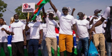 The Women's Association for Victims' Empowerment stood in solidarity with the Victims of human rights violations in The Gambia to say, never again! Stand against impunity and seek for justice and accountability! Photo: WAVE Gambia.