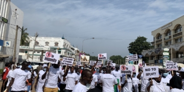 "Highlights of the #Neveragain March . Together we can win this fight to end #impunity in the #Gambia" . Photo: Ayeshah Harun @ayeshahHaru Twitter