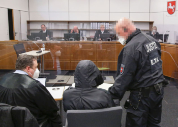 Bai Lowe, a former member of the Junglers, a Gambian death squad, in court in Celle, Germany, during his trial for crimes against humanity. Photo credit: AFP.